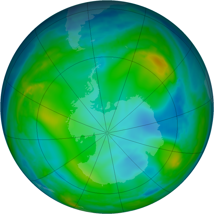 Antarctic ozone map for 11 July 2008